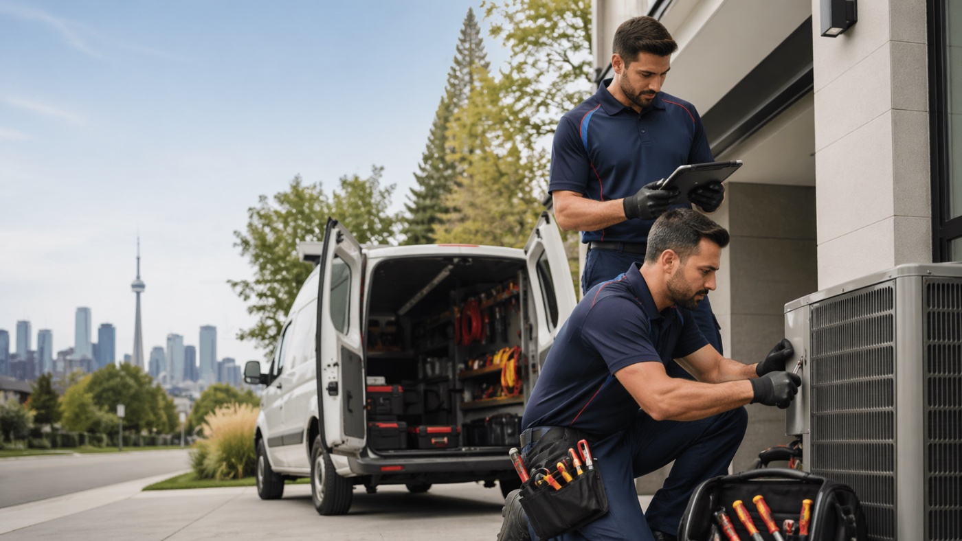 Hawaiian Arctic Mechanical HVAC technician servicing a heating system in the Greater Toronto Area